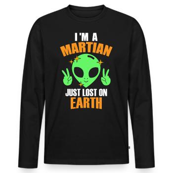 Je suis un Martien juste perdu sur Terre, Humour, Fun, - T-shirt manches longues Premium bio Homme - noir - Devant - Nico (187cm)