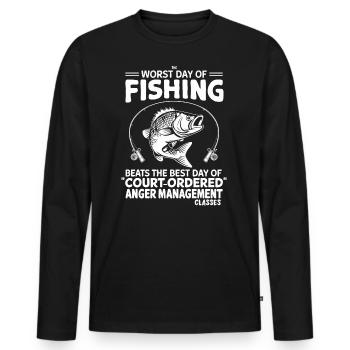 Amateur de pêche Drôle de dicton pêcheur - T-shirt manches longues Premium bio Homme - noir - Devant - Nico (187cm)