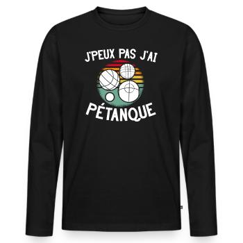 Je peux pas j'ai Pétanque - T-shirt manches longues Premium bio Homme - noir - Devant - Nico (187cm)