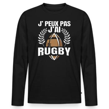 Je Peux Pas J'ai Rugby - T-shirt manches longues Premium bio Homme - noir - Devant - Nico (187cm)
