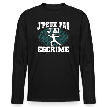 Je Peux Pas J'Ai Escrime - T-shirt manches longues Premium bio Homme - noir - Devant - Nico (187cm)