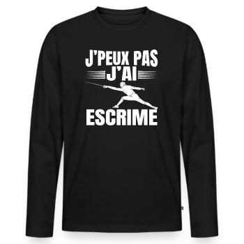 Je Peux Pas J'Ai Escrime - T-shirt manches longues Premium bio Homme - noir - Devant - Nico (187cm)