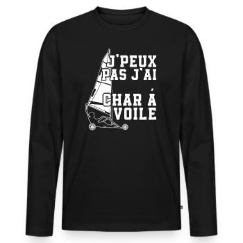 Je Peux Pas J'Ai Char à Voile - T-shirt manches longues Premium bio Homme - noir - Devant - Nico (187cm)