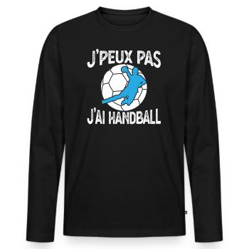 Je Peux Pas J'Ai Handball - T-shirt manches longues Premium bio Homme - noir - Devant - Nico (187cm)