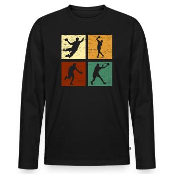Handball Joueur de handball - T-shirt manches longues Premium bio Homme - noir - Devant - Nico (187cm)