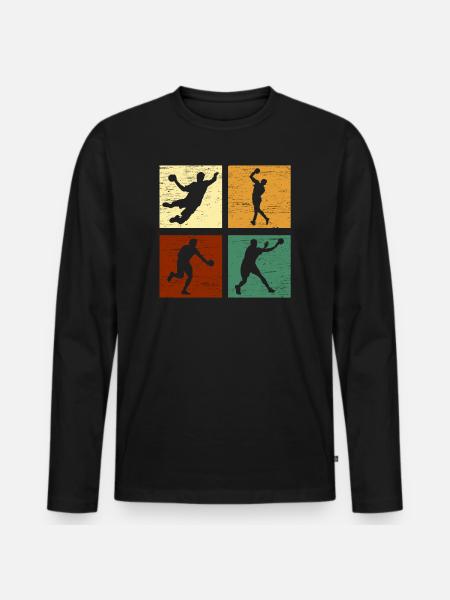 Handball Handball Player - Men's Premium Organic Long Sleeve Shirt - black
