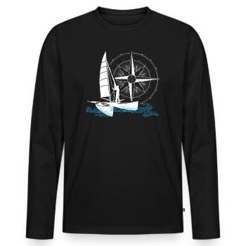 Catamaran Voile Double Coque Bi-Coque - T-shirt manches longues Premium bio Homme - noir - Devant - Nico (187cm)