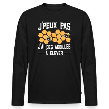 Je Peux Pas J'Ai Des Abeilles À Élever - T-shirt manches longues Premium bio Homme - noir - Devant - Nico (187cm)