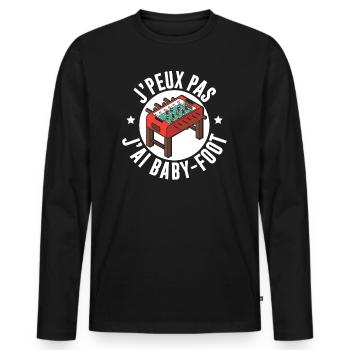 Je Peux Pas J'Ai Baby-Foot - T-shirt manches longues Premium bio Homme - noir - Devant - Nico (187cm)