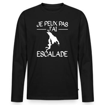 Je Peux Pas J'Ai Escalade - T-shirt manches longues Premium bio Homme - noir - Devant - Nico (187cm)