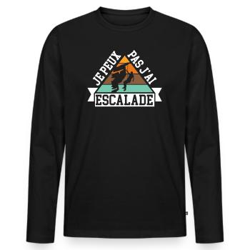 Je Peux Pas J'Ai Escalade - T-shirt manches longues Premium bio Homme - noir - Devant - Nico (187cm)