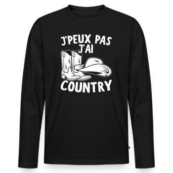 Je Peux Pas J'Ai Country - T-shirt manches longues Premium bio Homme - noir - Devant - Nico (187cm)