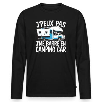 Je Peux Pas J'Me Barre En Camping Car - T-shirt manches longues Premium bio Homme - noir - Devant - Nico (187cm)