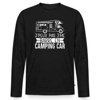 Je Peux Pas J'Me Barre En Camping Car - T-shirt manches longues Premium bio Homme - noir - Devant - Nico (187cm)