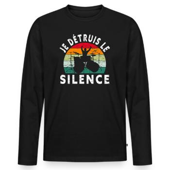 Je Détruis Le Silence Batterie Batteur - T-shirt manches longues Premium bio Homme - noir - Devant - Nico (187cm)