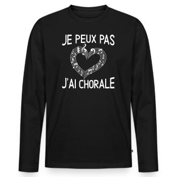 Je Peux Pas J'ai Chorale - T-shirt manches longues Premium bio Homme - noir - Devant - Nico (187cm)