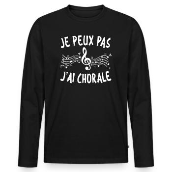 Je Peux Pas J'ai Chorale - T-shirt manches longues Premium bio Homme - noir - Devant - Nico (187cm)