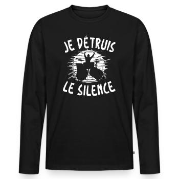 Je Détruis Le Silence Batterie Batteur - T-shirt manches longues Premium bio Homme - noir - Devant - Nico (187cm)