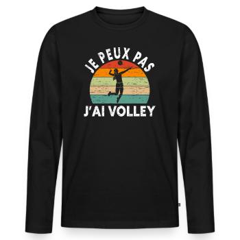 Je Peux Pas J'Ai Volley - T-shirt manches longues Premium bio Homme - noir - Devant - Nico (187cm)