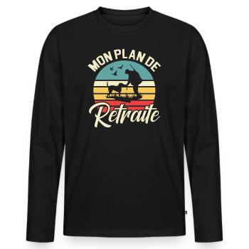Mon Plan De Retraite Chasse Chasseur - T-shirt manches longues Premium bio Homme - noir - Devant - Nico (187cm)