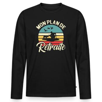 Mon Plan De Retraite Chasse Chasseur - T-shirt manches longues Premium bio Homme - noir - Devant - Nico (187cm)
