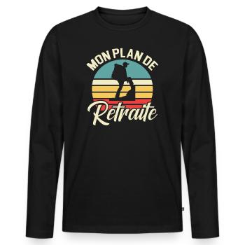 Mon Plan De Retraite Rando Randonnée - T-shirt manches longues Premium bio Homme - noir - Devant - Nico (187cm)
