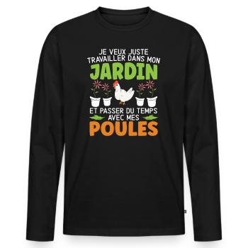 Jardin Et Passer Du Temps Avec Mec Poules - T-shirt manches longues Premium bio Homme - noir - Devant - Nico (187cm)