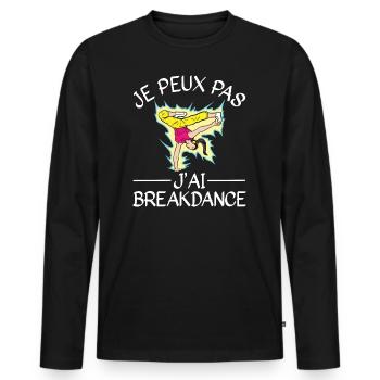 Je Peux Pas J'Ai Breakdance - T-shirt manches longues Premium bio Homme - noir - Devant - Nico (187cm)