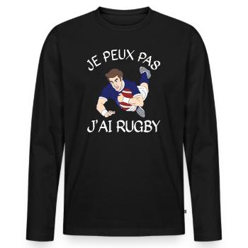 Je Peux Pas J'ai Rugby - T-shirt manches longues Premium bio Homme - noir - Devant - Nico (187cm)