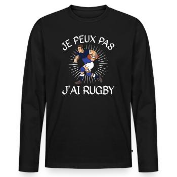Je Peux Pas J'ai Rugby - T-shirt manches longues Premium bio Homme - noir - Devant - Nico (187cm)