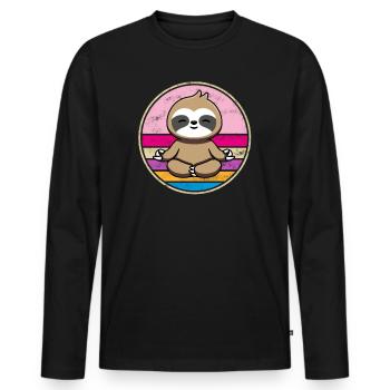 Faultier Namaste Meditation Yoga Chakra Pilates - Männer Premium Bio Langarmshirt - Schwarz - Vorne - Nico (187cm)