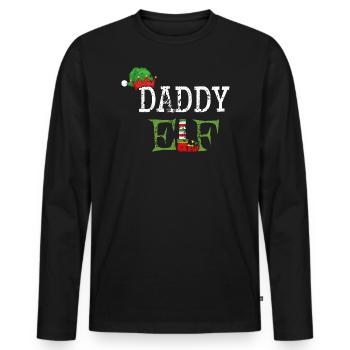 Daddy Elf - Papa der Weihnachts-Elf - Männer Premium Bio Langarmshirt - Schwarz - Vorne - Nico (187cm)