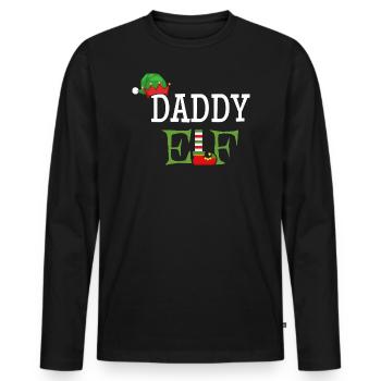 Daddy Elf - Papa der Weihnachts-Elf - Männer Premium Bio Langarmshirt - Schwarz - Vorne - Nico (187cm)