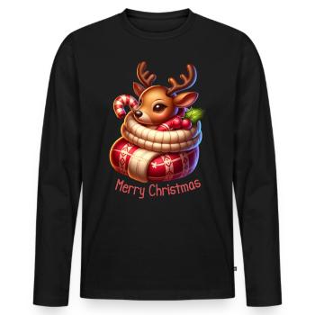 Cadeau de Saint-Nicolas Renne sucré - T-shirt manches longues Premium bio Homme - noir - Devant - Nico (187cm)