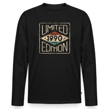 Limited Edition Awesome Vintage 1990 Birthday - Men's Premium Organic Long Sleeve Shirt - black - Front - Nico (187cm)