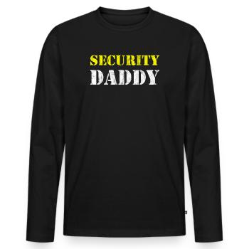 Papa est papa de sécurité pour ses enfants père - T-shirt manches longues Premium bio Homme - noir - Devant - Nico (187cm)