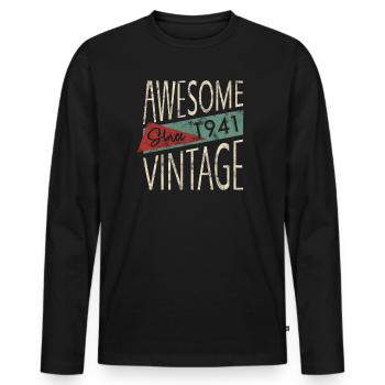 Awesome Since 1941 Retro Vintage Design - Männer Premium Bio Langarmshirt - Schwarz - Vorne - Nico (187cm)