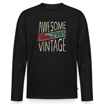 Awesome Since 1985 Retro Vintage Design - Männer Premium Bio Langarmshirt - Schwarz - Vorne - Nico (187cm)
