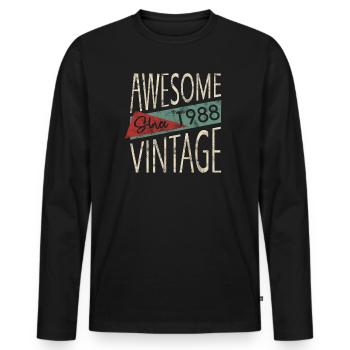 Awesome Since 1988 Retro Vintage Design - Men's Premium Organic Long Sleeve Shirt - black - Front - Nico (187cm)