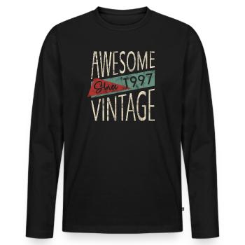Awesome Since 1997 Retro Vintage Design - Men's Premium Organic Long Sleeve Shirt - black - Front - Nico (187cm)