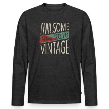 Awesome Since 2010 Retro Vintage Design - Men's Premium Organic Long Sleeve Shirt - heather anthracite - Front - Nico (187cm)