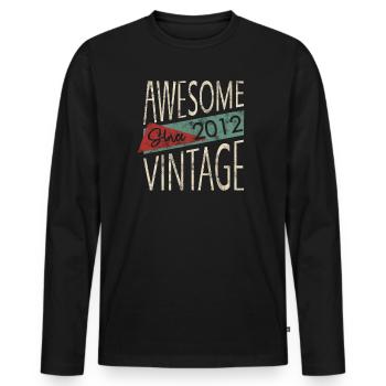 Génial depuis 2012 Retro Vintage Design - T-shirt manches longues Premium bio Homme - noir - Devant - Nico (187cm)