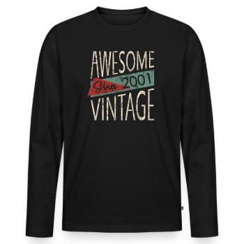 Awesome Since 2001 Retro Vintage Design - Männer Premium Bio Langarmshirt - Schwarz - Vorne - Nico (187cm)