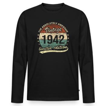 Awesome Since Vintage 1942 Retro Geburtstag Design - Männer Premium Bio Langarmshirt - Schwarz - Vorne - Nico (187cm)