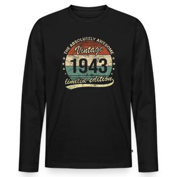 Awesome Since Vintage 1943 Retro Geburtstag Design - Männer Premium Bio Langarmshirt - Schwarz - Vorne - Nico (187cm)