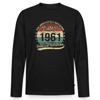 Awesome Since Vintage 1961 Retro Birthday Design - Men's Premium Organic Long Sleeve Shirt - black - Front - Nico (187cm)