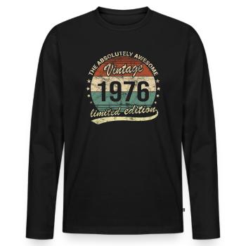 Awesome Since Vintage 1976 Retro Birthday Design - Men's Premium Organic Long Sleeve Shirt - black - Front - Nico (187cm)