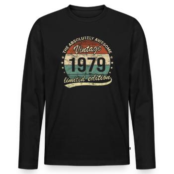 Awesome Since Vintage 1979 Retro Birthday Design - Men's Premium Organic Long Sleeve Shirt - black - Front - Nico (187cm)