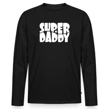 Super Daddy für den besten Papa Retro Vintage - Männer Premium Bio Langarmshirt - Schwarz - Vorne - Nico (187cm)