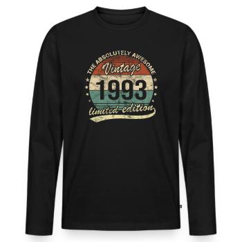 Awesome Since Vintage 1993 Retro Geburtstag Design - Männer Premium Bio Langarmshirt - Schwarz - Vorne - Nico (187cm)